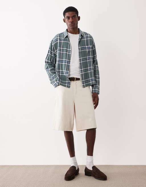 ASOS DESIGN – Kastiges Oversize-Hemd in Dunkelgrün mit strukturiertem Karomuster, 2 von 5