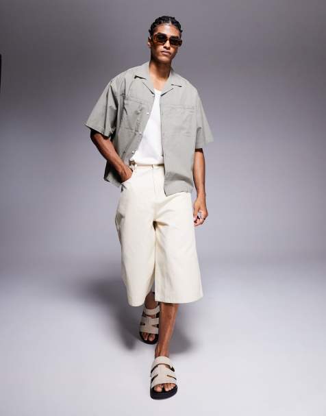 ASOS DESIGN – Kastiges Oversize-Hemd in Khaki mit verdeckten Brusttaschen - view 1