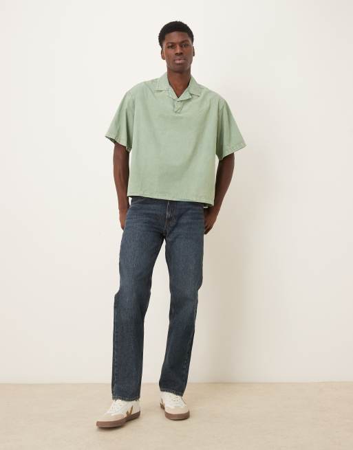 ASOS DESIGN – Kastiges Oversize-Hemd zum Überziehen aus Popeline in Salbeigrün mit Reverskragen, 5 von 5