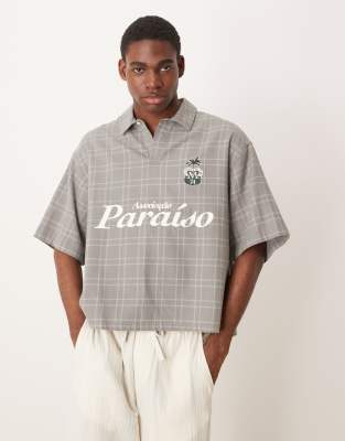 ASOS DESIGN – Kastiges Oversize-Schlupfhemd in kariertem Grün - view 1