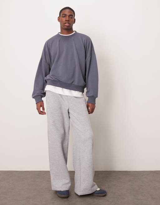 ASOS DESIGN – Kastiges Oversize-Sweatshirt in Anthrazit mit überschnittenen Schultern und Kontrastnähten, 4 von 4