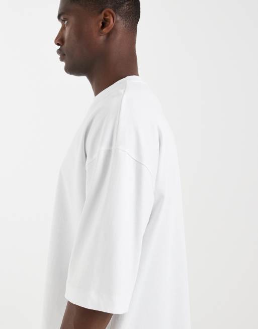 ASOS DESIGN – Kastiges Oversize-T-Shirt aus schwerem Material in Weiß mit Halbärmeln, 3 von 5
