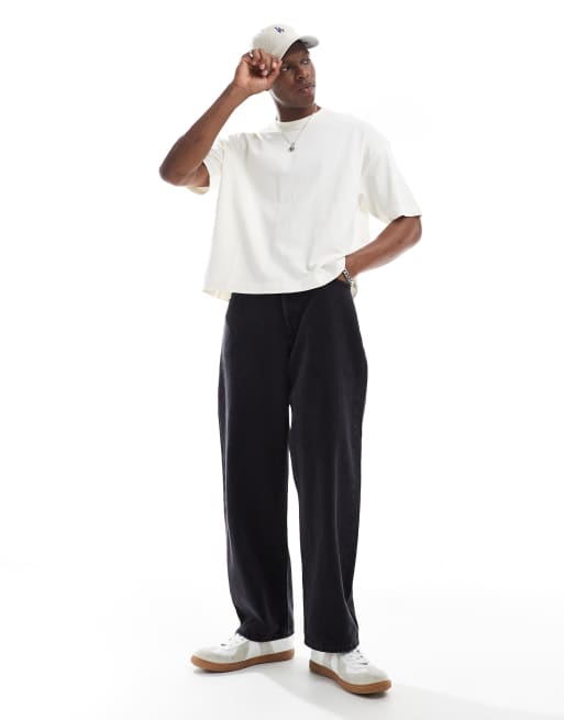 ASOS DESIGN – Kastiges Oversize-T-Shirt aus schwerem Stoff in Cremeweiß, 2 von 4