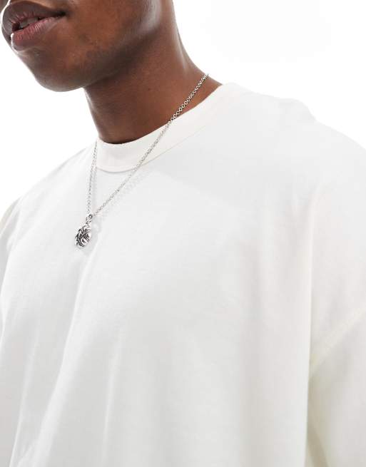 ASOS DESIGN – Kastiges Oversize-T-Shirt aus schwerem Stoff in Cremeweiß, 3 von 4