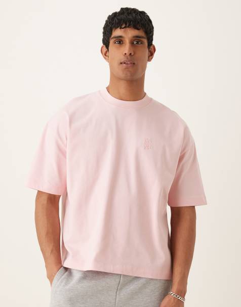 ASOS DESIGN – Kastiges Oversize-T-Shirt aus sehr schwerem Stoff in Rosa - view 1