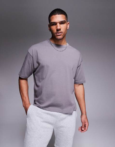 ASOS DESIGN – Kastiges Oversize-T-Shirt in Anthrazit aus schwerem Material, 240 g/m² - view 1