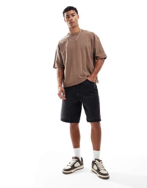 ASOS DESIGN – Kastiges Oversize-T-Shirt in Braun mit Rippenstruktur , 3 von 4
