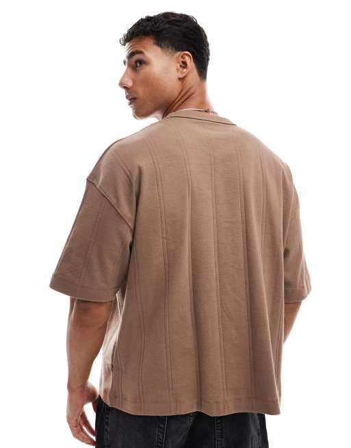 ASOS DESIGN – Kastiges Oversize-T-Shirt in Braun mit Rippenstruktur , 4 von 4