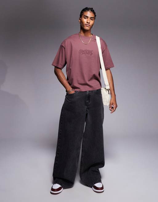 ASOS DESIGN – Kastiges Oversize-T-Shirt in Braun mit Schriftzug-Grafik, 3 von 4