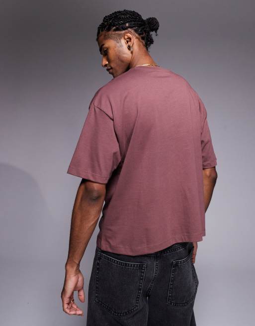 ASOS DESIGN – Kastiges Oversize-T-Shirt in Braun mit Schriftzug-Grafik, 4 von 4