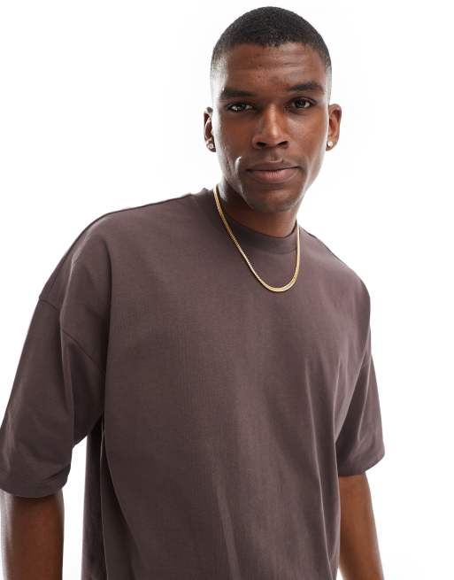 ASOS DESIGN – Kastiges Oversize-T-Shirt in Braun mit überschnittenen Schultern, 3 von 4