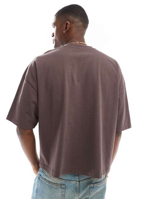 ASOS DESIGN – Kastiges Oversize-T-Shirt in Braun mit überschnittenen Schultern, 4 von 4