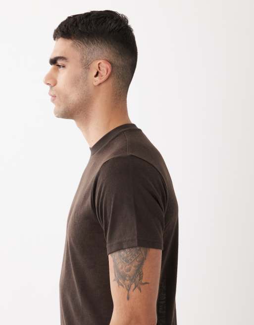 ASOS DESIGN – Kastiges Oversize-T-Shirt in brauner Leinenoptik mit regulärer Passform, 4 von 5