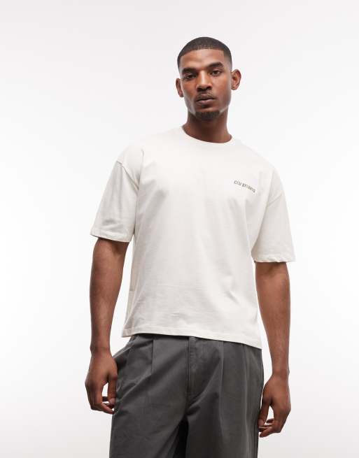 ASOS DESIGN – Kastiges Oversize-T-Shirt in Creme mit Tennis-Grafik, 5 von 5