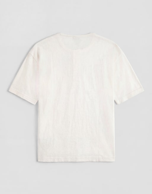 ASOS DESIGN – Kastiges Oversize-T-Shirt in cremeweißer Leinenoptik mit Henley-Ausschnitt, 7 von 7