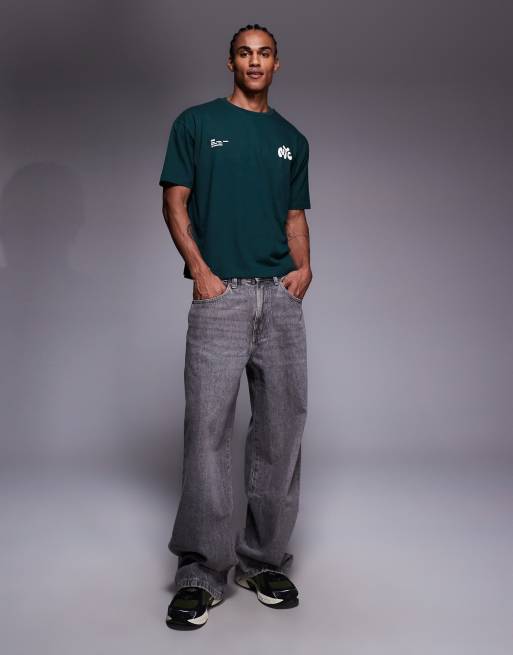 ASOS DESIGN – Kastiges Oversize-T-Shirt in Dunkelgrün mit NYC-Schriftzug, 2 von 5