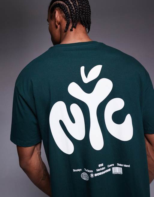 ASOS DESIGN – Kastiges Oversize-T-Shirt in Dunkelgrün mit NYC-Schriftzug, 5 von 5