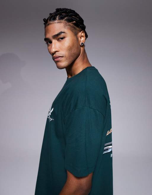 ASOS DESIGN – Kastiges Oversize-T-Shirt in Dunkelgrün mit Racing-Grafikprint, 4 von 5