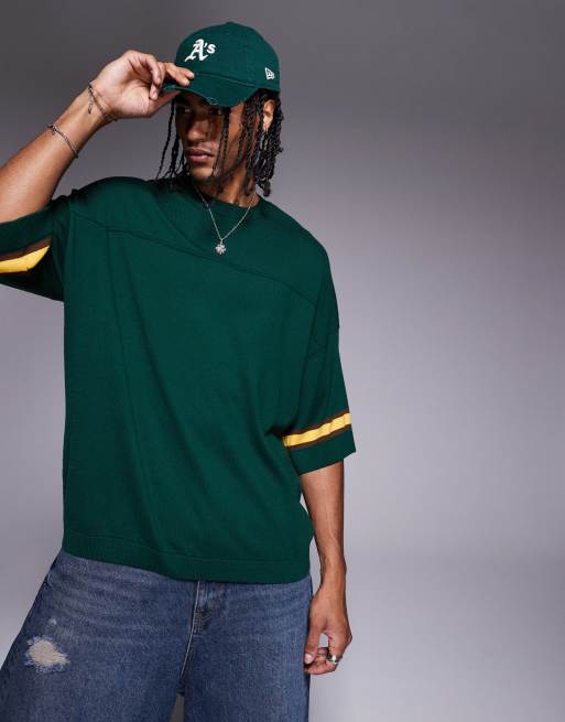 ASOS DESIGN – Kastiges Oversize-T-Shirt in Dunkelgrün