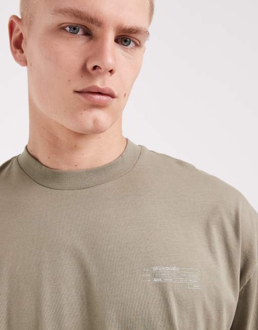 ASOS DESIGN – Kastiges Oversize-T-Shirt in Grün meliert mit Bubble-Textprint, 3 von 5