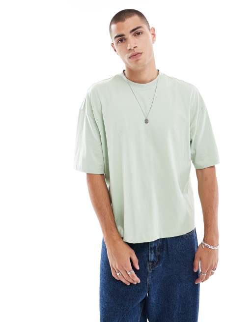 ASOS DESIGN – Kastiges Oversize-T-Shirt in Grün mit Vogelprint , 3 von 4