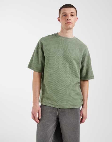 ASOS DESIGN – Kastiges Oversize-T-Shirt in Mittelgrün mit Struktur - view 1