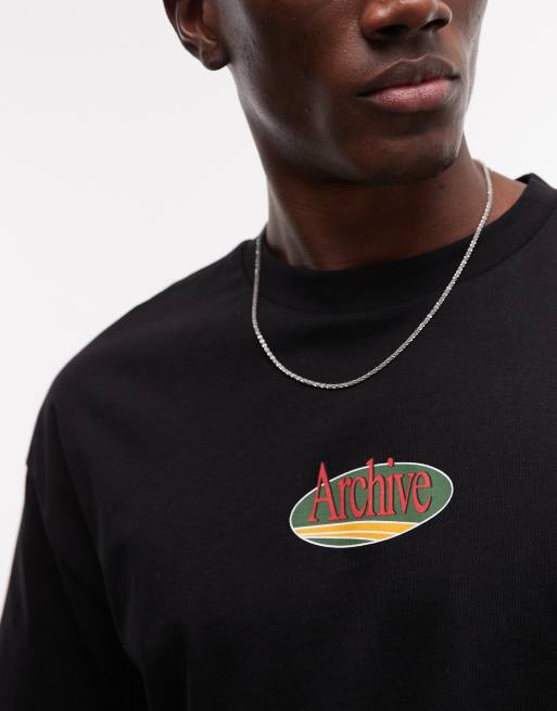 ASOS DESIGN – Kastiges Oversize-T-Shirt in Schwarz mit Text-Grafikprint, 5 von 5