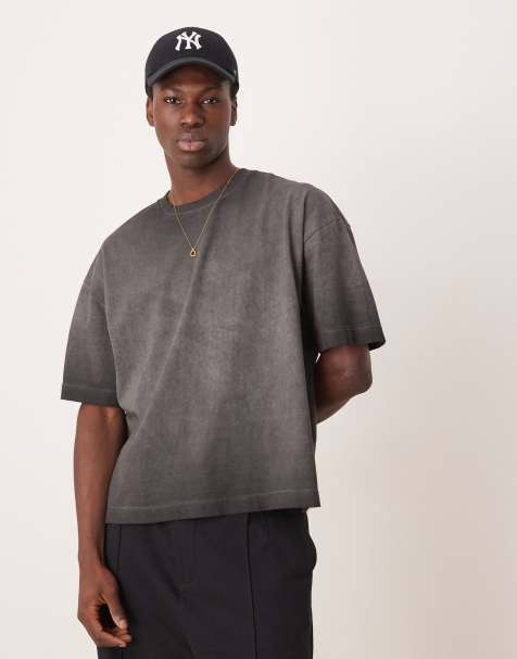 ASOS DESIGN – Kastiges Oversize-T-Shirt in verwaschenem Schwarz mit Pigmentfärbung - view 1