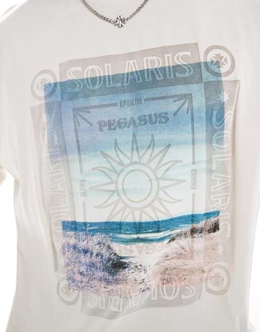 ASOS DESIGN – Kastiges Oversize-T-Shirt in verwaschenem Wollweiß mit Sommer-Print, 4 von 4