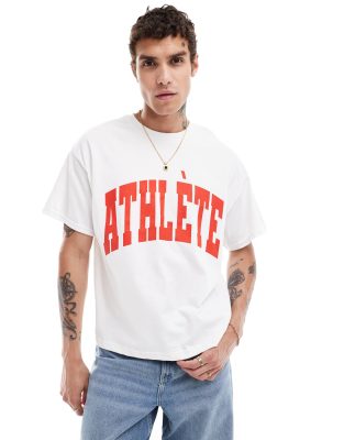 ASOS DESIGN – Kastiges Oversize-T-Shirt in Weiß mit Brust-Print