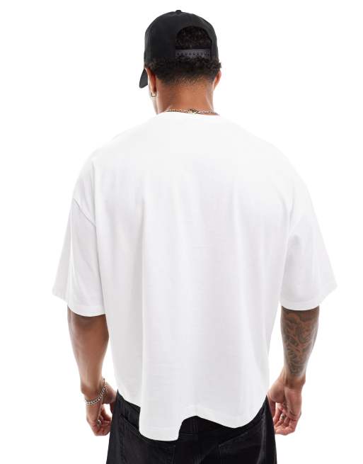 ASOS DESIGN – Kastiges Oversize-T-Shirt in Weiß mit farblich abgesetzten Paspelnähten , 2 von 4