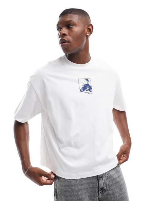ASOS DESIGN – Kastiges Oversize-T-Shirt in Weiß mit Rückenaufdruck, 2 von 4