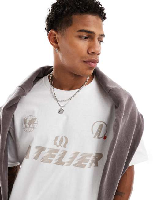 ASOS DESIGN – Kastiges Oversize-T-Shirt in Weiß mit Sport-Grafikprint