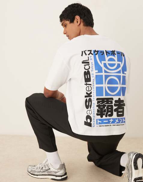 ASOS DESIGN – Kastiges Oversize-T-Shirt in Weiß mit Sport-Print - view 1