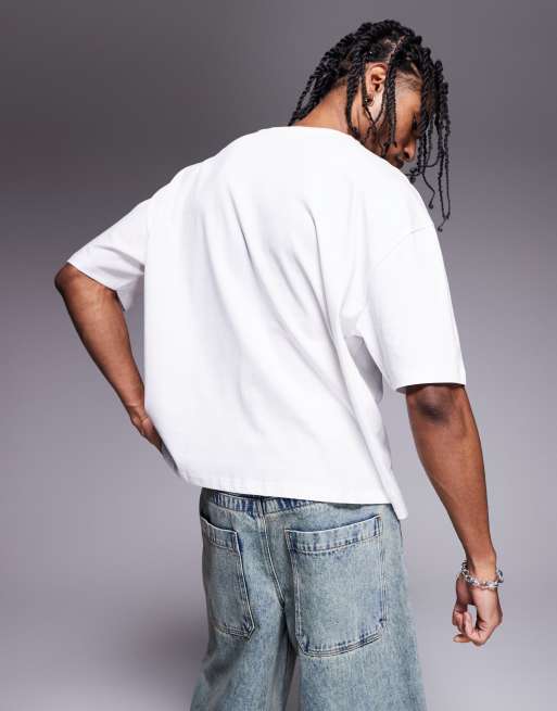 ASOS DESIGN – Kastiges Oversize-T-Shirt in Weiß mit Stadtnamen-Grafikprint, 2 von 4