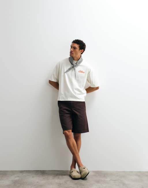 ASOS DESIGN – Kastiges Oversize-T-Shirt in Wollweiß mit Sommer-Stickerei, 4 von 7