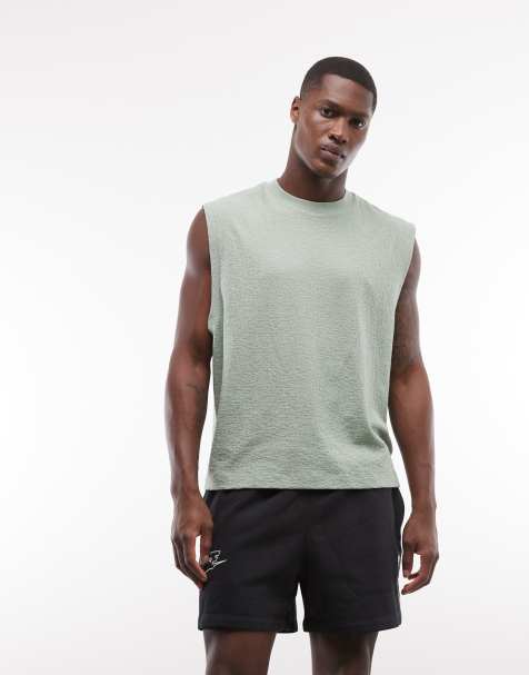 ASOS DESIGN – Kastiges Oversize-Tanktop in Salbeigrün mit Jacquard-Struktur - view 1
