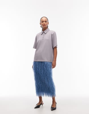 ASOS DESIGN - Kastiges Polohemd in Hellgrau