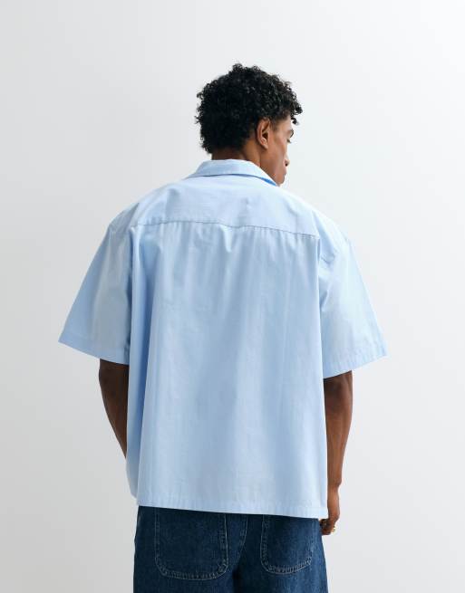 ASOS DESIGN – Kastiges Popeline-Hemd in Hellblau mit Reverskragen, 3 von 5