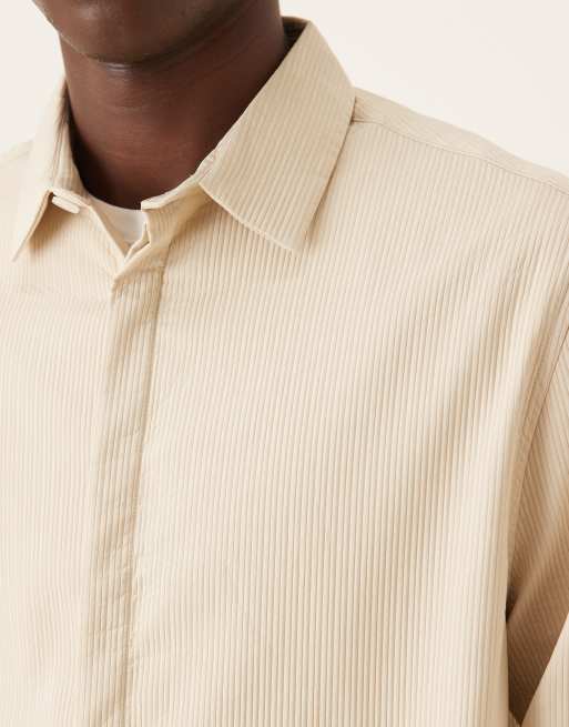 ASOS DESIGN – Kastiges Relaxed Fit Hemd in strukturiertem Cremeweiß, 5 von 5