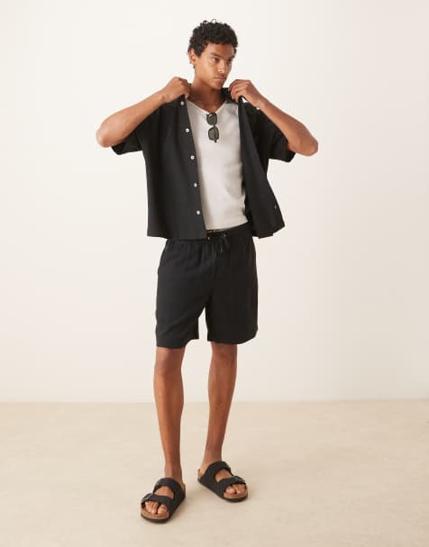 ASOS DESIGN – Kastiges Set aus Leinen in Schwarz - view 1