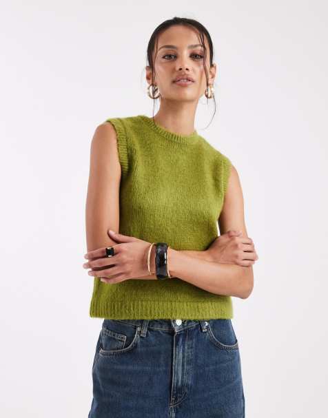 ASOS DESIGN – Kastiges Strick-Tanktop in Olivgrün - view 1