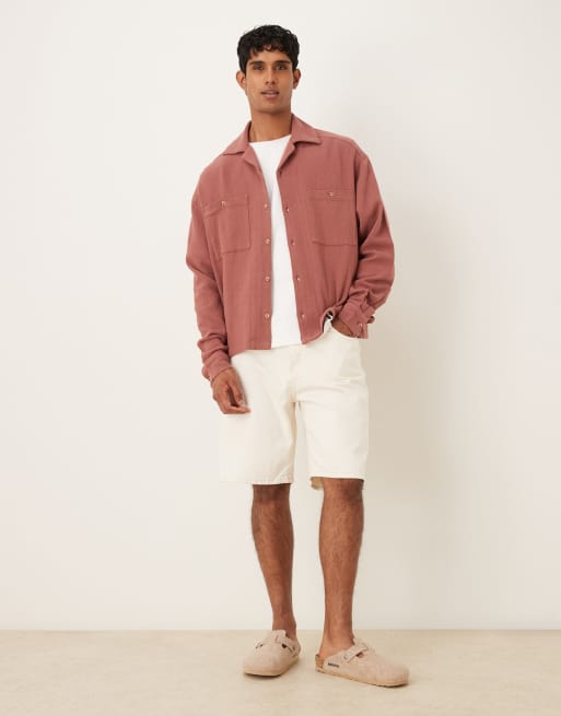 ASOS DESIGN – Kastiges, strukturiertes Oversize-Hemd in Rostrot, 2 von 5