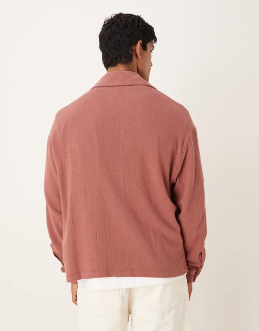 ASOS DESIGN – Kastiges, strukturiertes Oversize-Hemd in Rostrot, 3 von 5