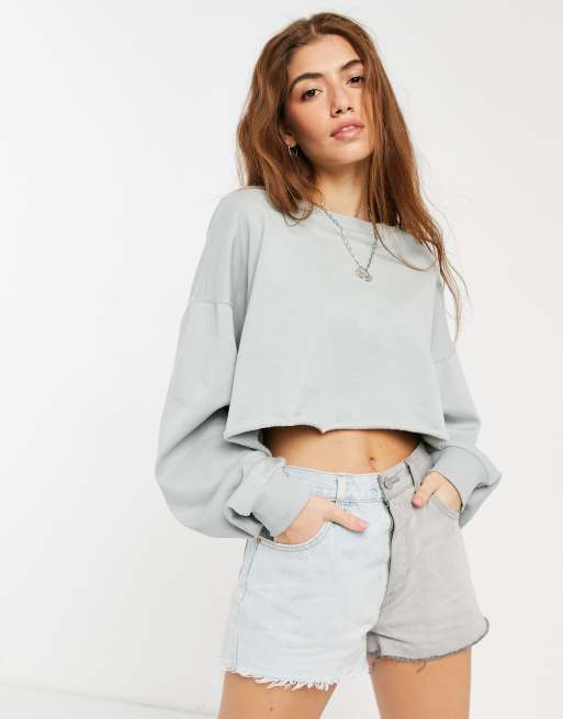 ASOS DESIGN Kastiges Super Oversize Sweatshirt in Salbeigrun ASOS