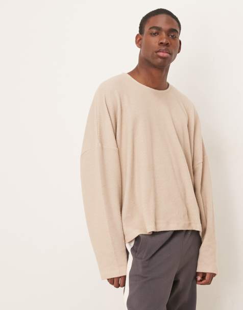 ASOS DESIGN – Kastiges Super-Oversize-Sweatshirt mit grau melierter Strickstruktur - view 1