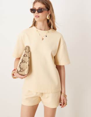 ASOS DESIGN - Kastiges Sweat-T-Shirt in Buttermilchgelb, Kombiteil