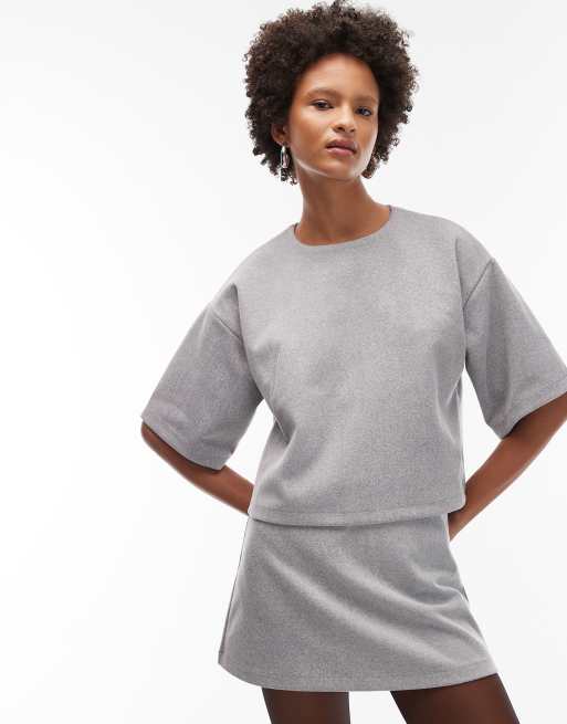 ASOS DESIGN – Kastiges T-Shirt in Grau mit angerauter Oberfläche, Kombiteil