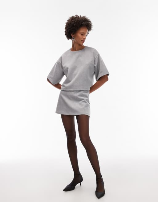 ASOS DESIGN – Kastiges T-Shirt in Grau mit angerauter Oberfläche, Kombiteil, 3 von 4