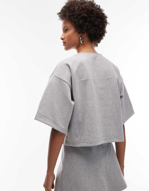ASOS DESIGN – Kastiges T-Shirt in Grau mit angerauter Oberfläche, Kombiteil, 4 von 4